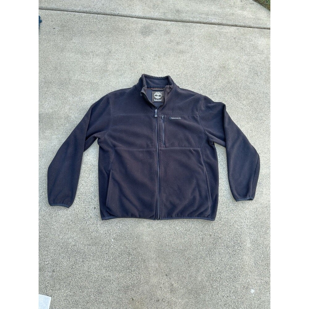 Vintage Timberland Men’s Full Zip Black Fleece Jacket Size M Heritage Gorpcore